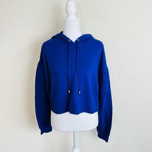 Wild Fable Blue Ruffle Cropped Hoodie Sweatshirt